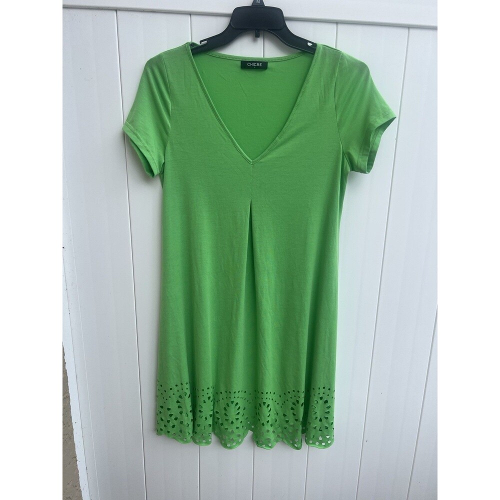 Women's ChicMe Green Stretchy Casual Shift Dress Size Large